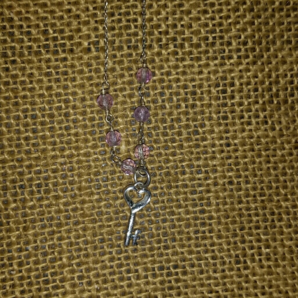 February birthstone 925 key necklace sterling 20